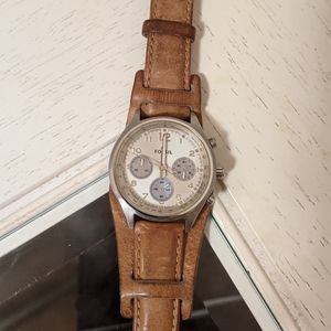 Wide band, Leather Women's Fossil Watch